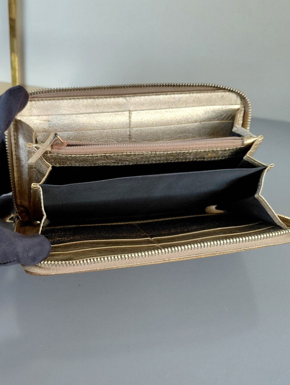 Yves Saint Laurent Metallic Gold Wallet - Picture 3 of 10